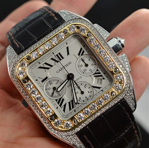 cartier gold diamond watch|cartier diamond watches for sale.